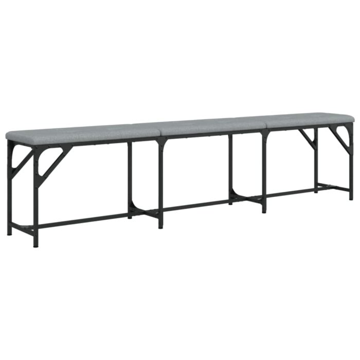 Banc à manger gris clair 186x32x45 cm acier et tissu – Image 4