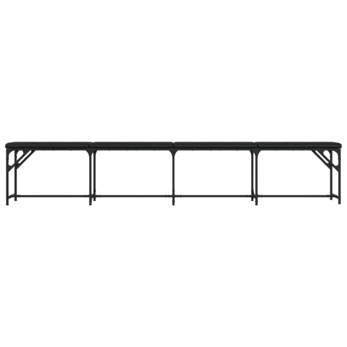 Banc à manger noir 248x32x45 cm acier et similicuir – Image 2