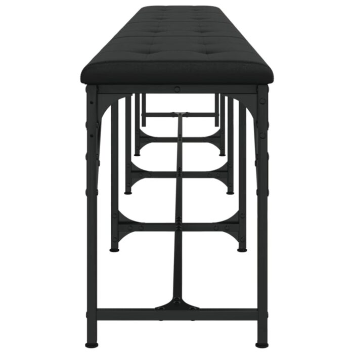 Banc à manger noir 248x32x45 cm acier et similicuir – Image 3