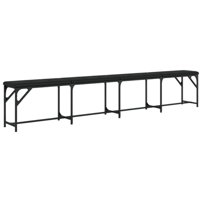 Banc à manger noir 248x32x45 cm acier et similicuir – Image 4