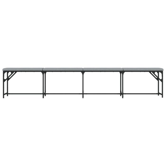 Banc à manger gris clair 248x32x45 cm acier et tissu – Image 2