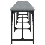 Banc à manger gris clair 248x32x45 cm acier et tissu – Image 3