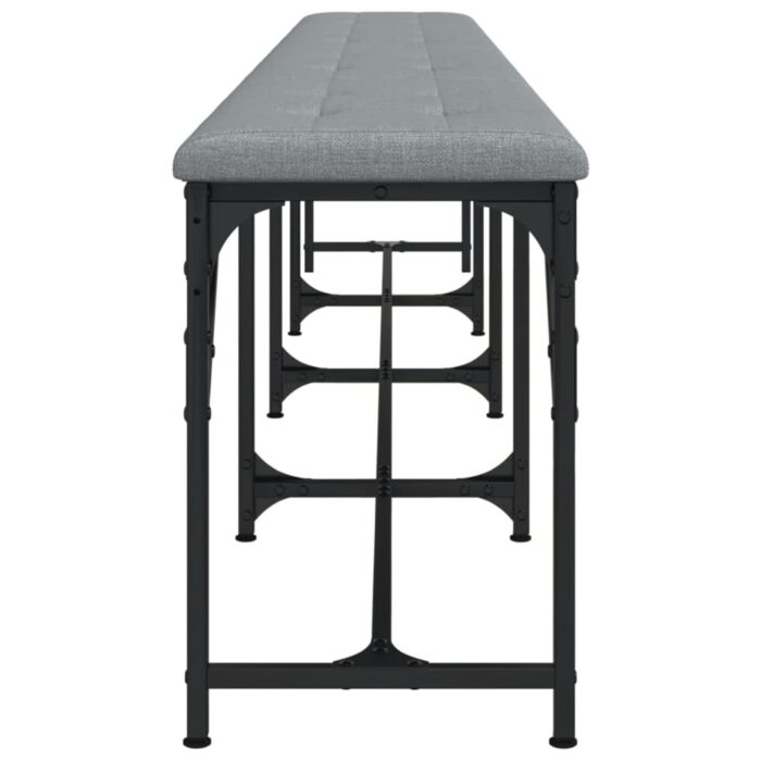 Banc à manger gris clair 248x32x45 cm acier et tissu – Image 3