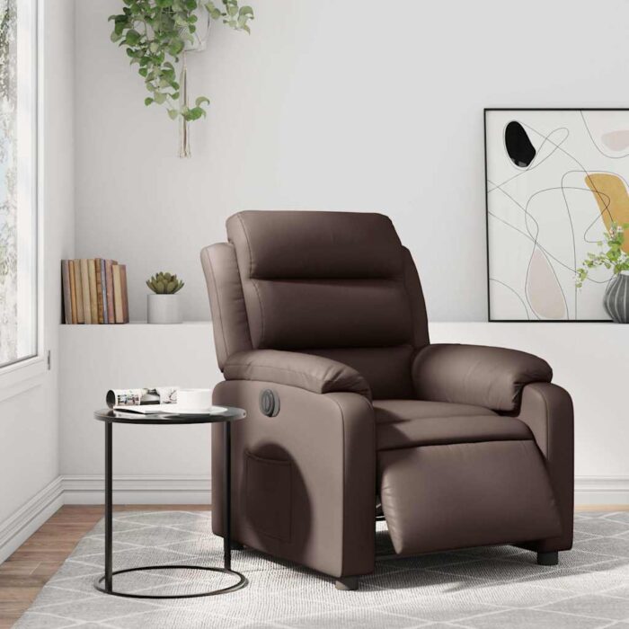 Fauteuil inclinable électrique Marron Similicuir – Image 12