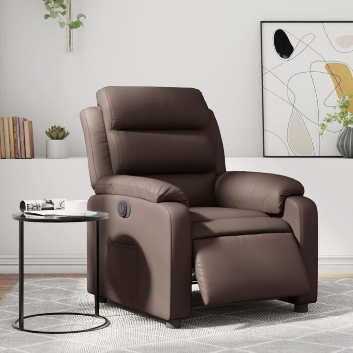 Fauteuil inclinable électrique Marron Similicuir – Image 1