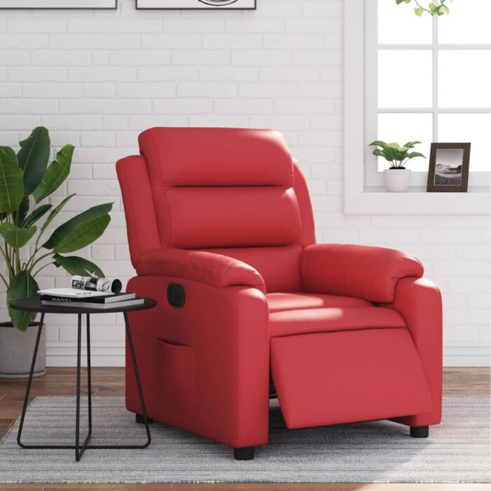 Fauteuil inclinable électrique Rouge Similicuir – Image 1