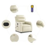 Fauteuil de massage inclinable électrique crème similicuir – Image 5