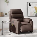 Fauteuil de massage inclinable électrique marron similicuir