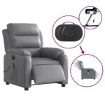 Fauteuil de massage inclinable électrique gris similicuir – Image 3