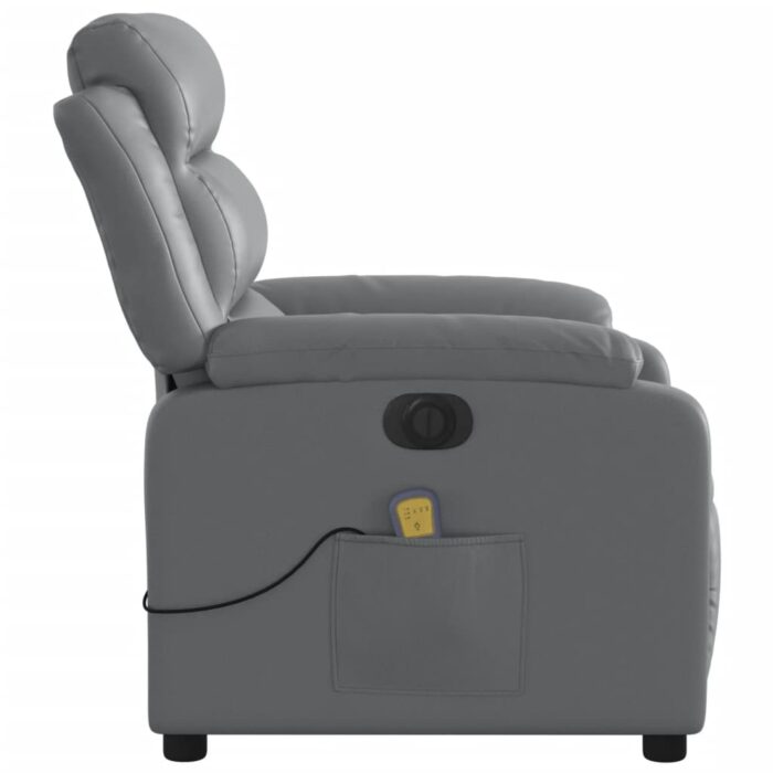 Fauteuil de massage inclinable électrique gris similicuir – Image 7