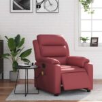 Fauteuil de massage inclinable électrique rouge bordeaux – Image 12