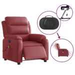 Fauteuil de massage inclinable électrique rouge bordeaux – Image 3