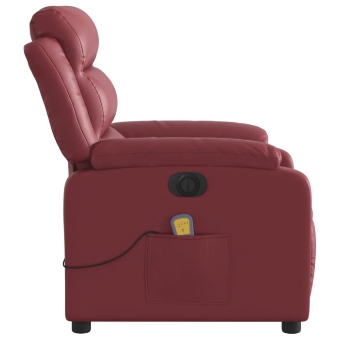 Fauteuil de massage inclinable électrique rouge bordeaux – Image 7