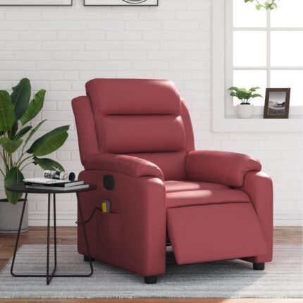 Fauteuil de massage inclinable électrique rouge bordeaux