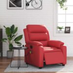 Fauteuil de massage inclinable électrique rouge similicuir – Image 12