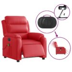 Fauteuil de massage inclinable électrique rouge similicuir – Image 3
