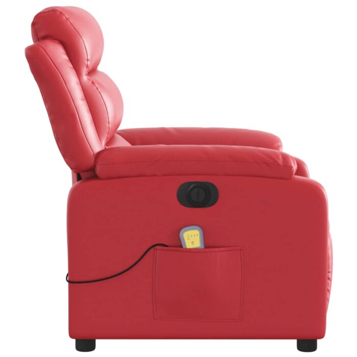Fauteuil de massage inclinable électrique rouge similicuir – Image 7