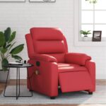 Fauteuil de massage inclinable électrique rouge similicuir