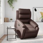 Fauteuil inclinable marron similicuir – Image 12