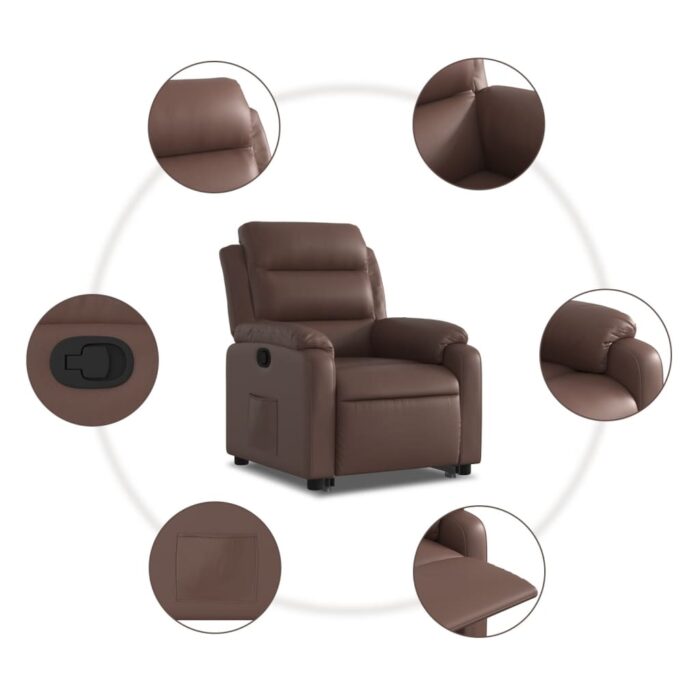Fauteuil inclinable marron similicuir – Image 5