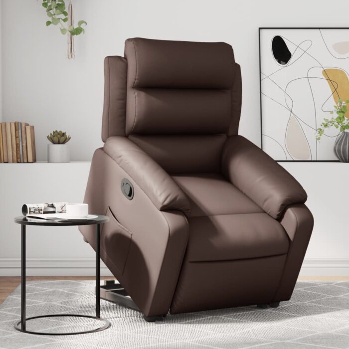 Fauteuil inclinable marron similicuir – Image 1