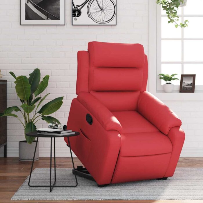 Fauteuil inclinable Rouge Similicuir – Image 12