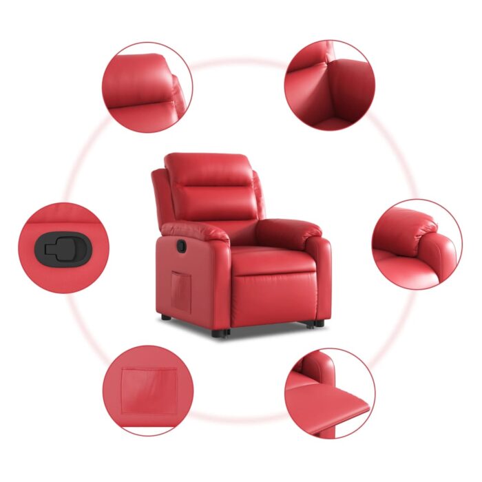 Fauteuil inclinable Rouge Similicuir – Image 5