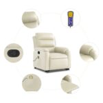 Fauteuil inclinable de massage Crème Similicuir – Image 5