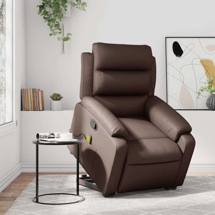 Fauteuil inclinable de massage Marron Similicuir – Image 12