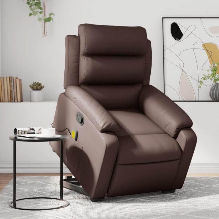 Fauteuil inclinable de massage Marron Similicuir – Image 1