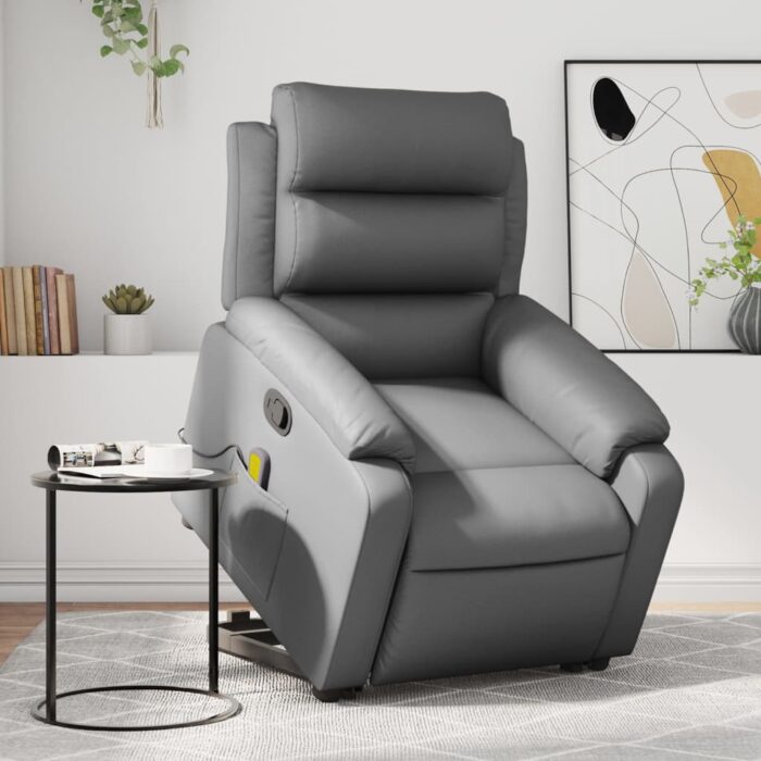 Fauteuil inclinable de massage Gris Similicuir – Image 1