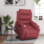 Fauteuil inclinable de massage Rouge bordeaux Similicuir – Image 12