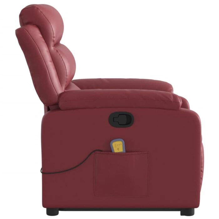 Fauteuil inclinable de massage Rouge bordeaux Similicuir – Image 7