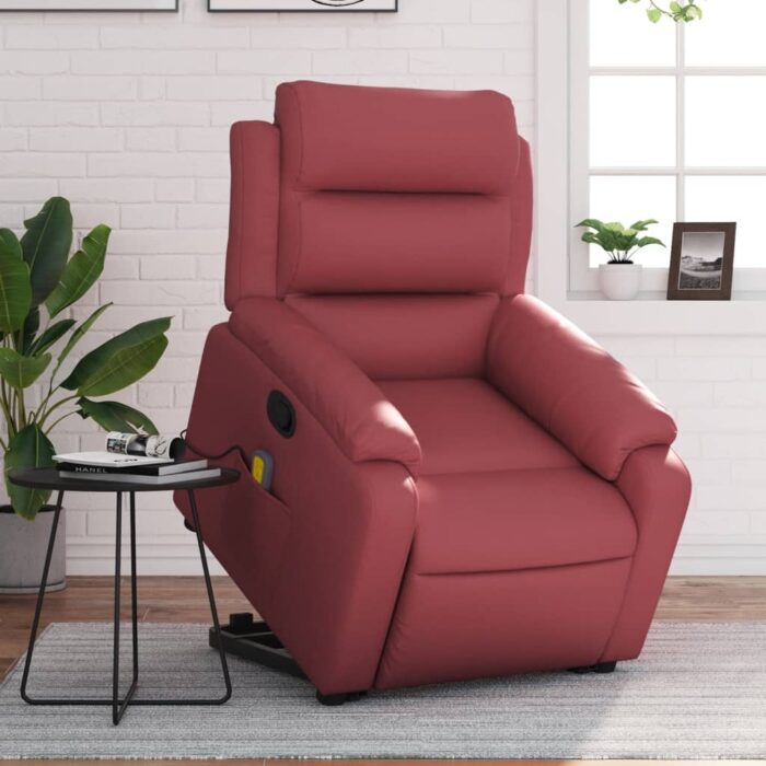 Fauteuil inclinable de massage Rouge bordeaux Similicuir – Image 1