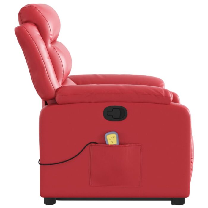 Fauteuil inclinable de massage Rouge Similicuir – Image 7