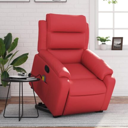 Fauteuil inclinable de massage Rouge Similicuir