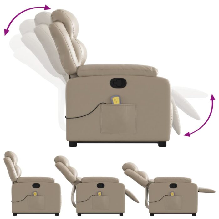 Fauteuil inclinable de massage Cappuccino Similicuir – Image 4