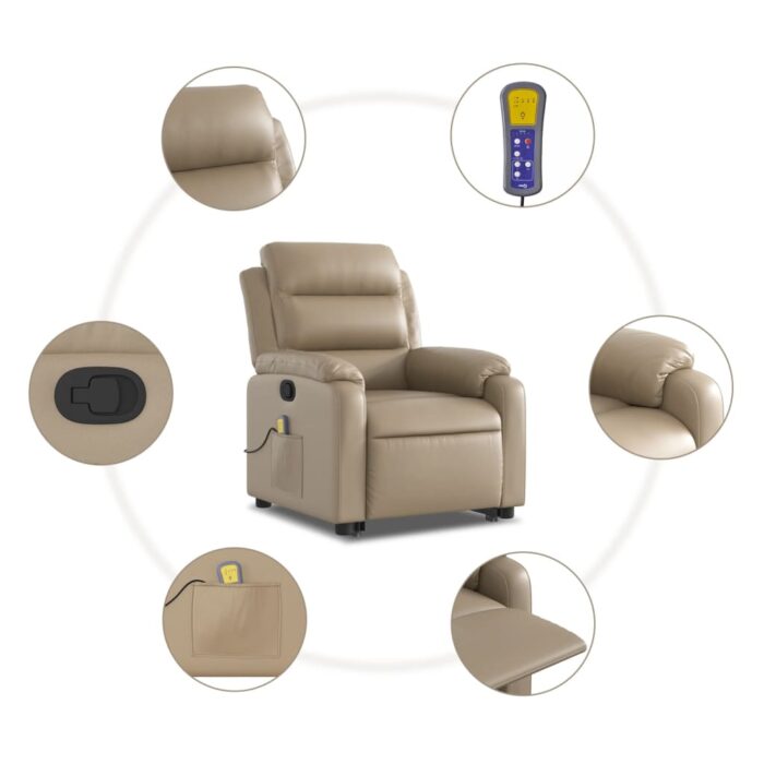 Fauteuil inclinable de massage Cappuccino Similicuir – Image 5