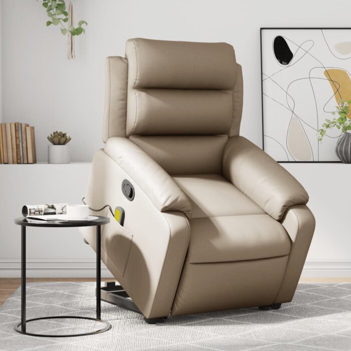 Fauteuil inclinable de massage Cappuccino Similicuir – Image 1