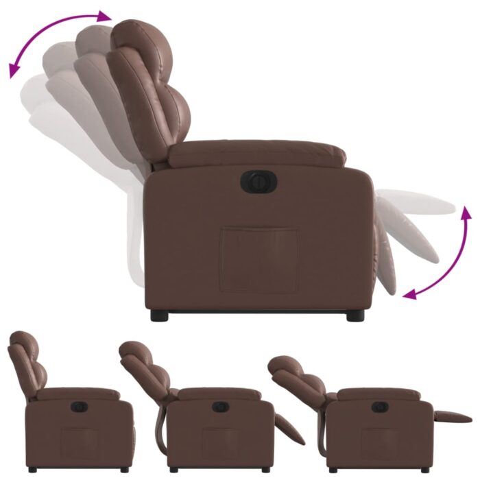 Fauteuil inclinable électrique marron similicuir – Image 4