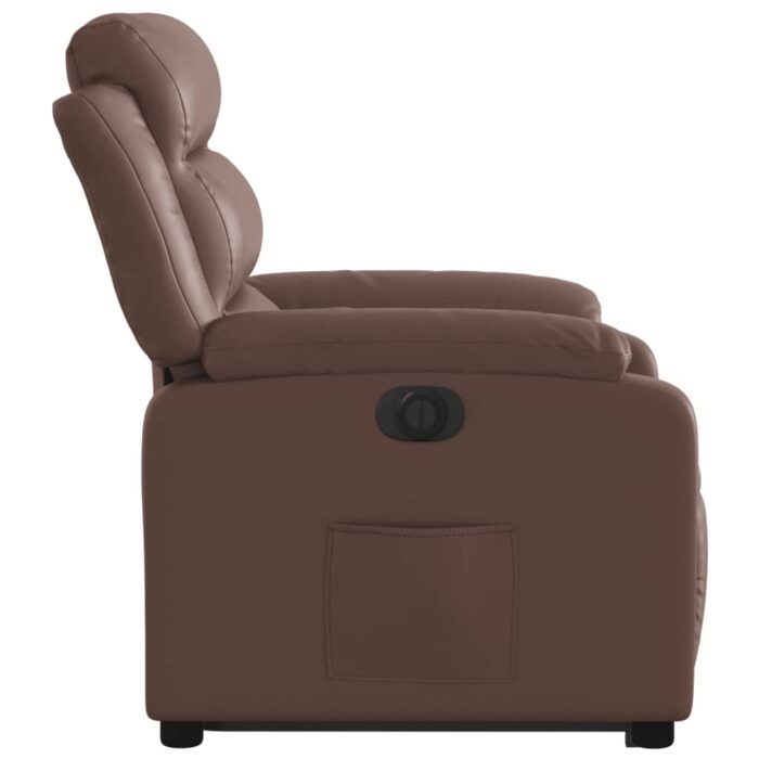 Fauteuil inclinable électrique marron similicuir – Image 7