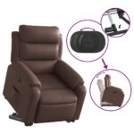 Fauteuil inclinable électrique marron similicuir – Image 8
