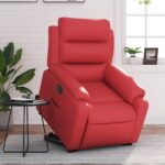 Fauteuil inclinable électrique rouge similicuir