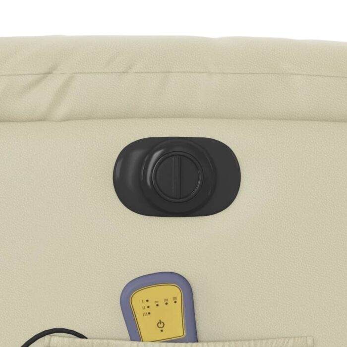Fauteuil inclinable de massage électrique crème similicuir – Image 10