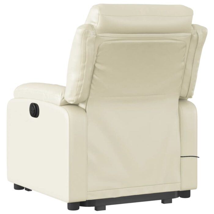 Fauteuil inclinable de massage électrique crème similicuir – Image 2