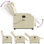 Fauteuil inclinable de massage électrique crème similicuir – Image 4