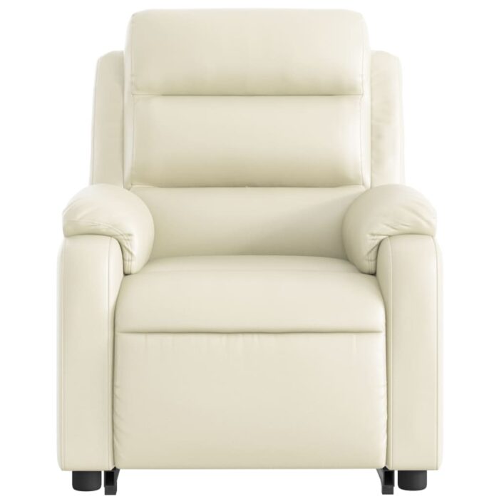 Fauteuil inclinable de massage électrique crème similicuir – Image 6