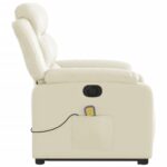 Fauteuil inclinable de massage électrique crème similicuir – Image 7