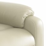 Fauteuil inclinable de massage électrique crème similicuir – Image 9