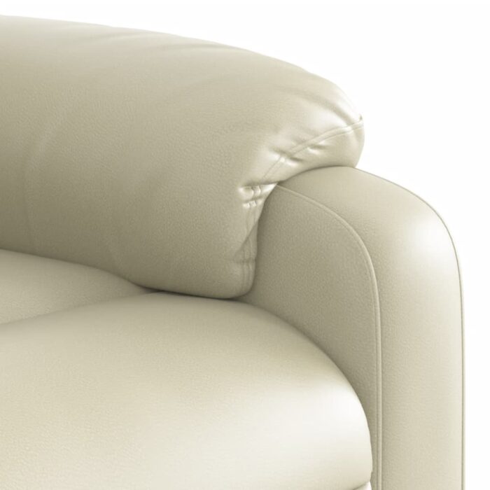 Fauteuil inclinable de massage électrique crème similicuir – Image 9